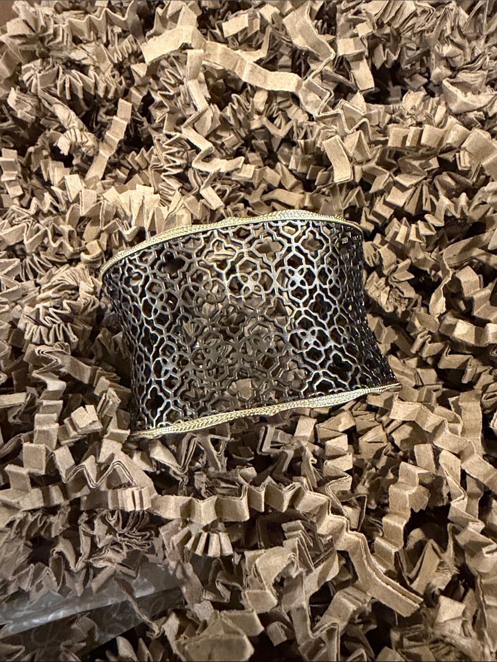 Kendra Scott Black and Gold Filigree Cuff Bracelet